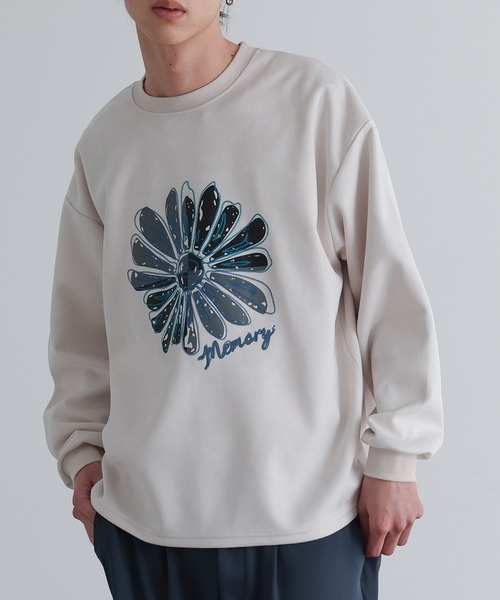 MDR（エムディアール）の「フラワー刺繍プリントプルオーバー（Tシャツ/カットソー・メンズ・アイボリー/ブラック・M/L）」の4枚目の写真