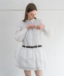 idem（イデム）の「lace skirt shirt onepiece／長袖シャツワンピース（ワンピース）」