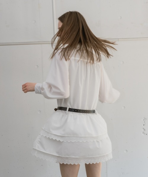 lace skirt shirt onepiece／長袖シャツワンピース