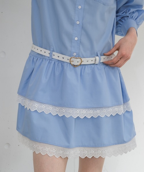 idem（イデム）の「lace skirt shirt onepiece／長袖シャツワンピース（ワンピース・レディース・ブルー/ホワイト・FREE）」の19枚目の写真