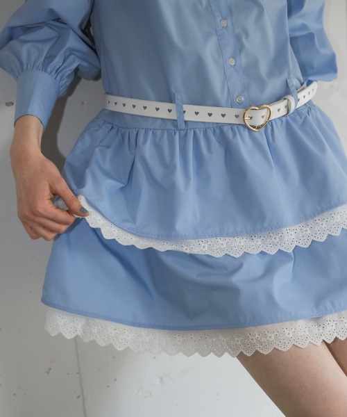 idem（イデム）の「lace skirt shirt onepiece／長袖シャツワンピース（ワンピース・レディース・ブルー/ホワイト・FREE）」の20枚目の写真