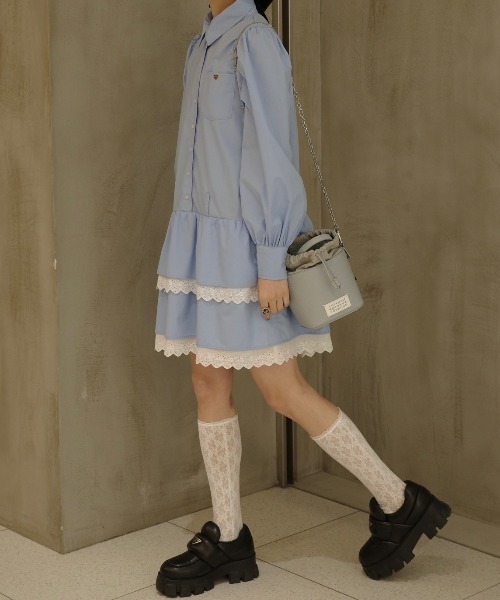 lace skirt shirt onepiece／長袖シャツワンピース lace skirt shirt onepiece／長袖シャツワンピース - メルカリ