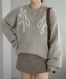 NUNIFE（ユニフィー）の「【UNISEX】透かしテープ刺繍ニット（ニット/セーター・レディース）」