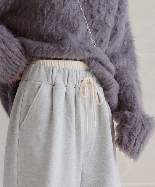 KOBE LETTUCE（コウベレタス）の「[ 裏起毛 ] ダブルウエストスウェットワイドパンツ（スウェットパンツ・レディース・グレー/ブラック・M/PM）」の8枚目の写真