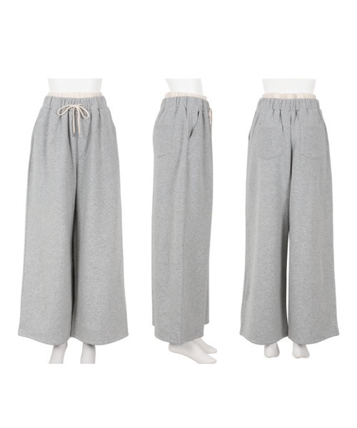 KOBE LETTUCE（コウベレタス）の「[ 裏起毛 ] ダブルウエストスウェットワイドパンツ（スウェットパンツ・レディース・グレー/ブラック・M/PM）」の9枚目の写真