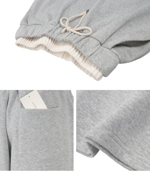 KOBE LETTUCE（コウベレタス）の「[ 裏起毛 ] ダブルウエストスウェットワイドパンツ（スウェットパンツ・レディース・グレー/ブラック・M/PM）」の10枚目の写真
