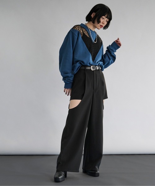 Ellno de Mavie（エルノデメヴィ）の「サイドカットパンツ（その他パンツ・レディース・ブルーグリーン/ブラック・FREE）」の4枚目の写真