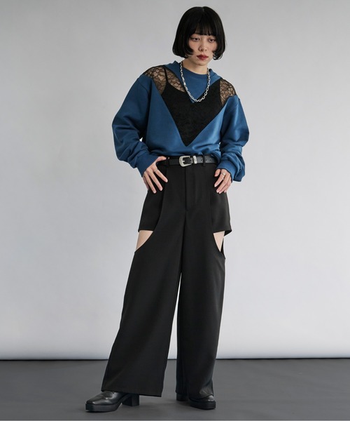 Ellno de Mavie（エルノデメヴィ）の「サイドカットパンツ（その他パンツ・レディース・ブルーグリーン/ブラック・FREE）」の6枚目の写真