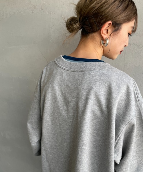 DANTON グレー カーディガン 40 WEB限定】[DANTON/ダントン] ドットボタン Vネックスウェット