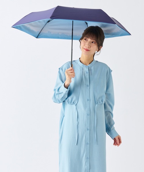 遮光 晴雨兼用 折りたたみ日傘 断熱 'ハニカム プリント” 50