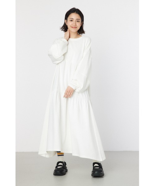 RODEO CROWNS WIDE BOWL（ロデオクラウンズワイドボウル）の「ネームパッチティアードマキシワンピース（ワンピース・レディース・ブラック/クリアレッド/オフホワイト/ターコイズブルー・FREE）」の10枚目の写真