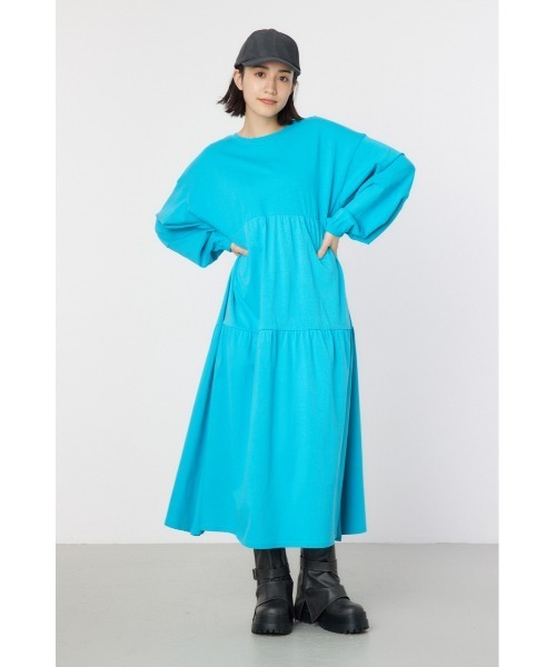 RODEO CROWNS WIDE BOWL（ロデオクラウンズワイドボウル）の「ネームパッチティアードマキシワンピース（ワンピース・レディース・ブラック/クリアレッド/オフホワイト/ターコイズブルー・FREE）」の7枚目の写真