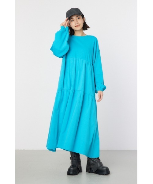 RODEO CROWNS WIDE BOWL（ロデオクラウンズワイドボウル）の「ネームパッチティアードマキシワンピース（ワンピース・レディース・ブラック/クリアレッド/オフホワイト/ターコイズブルー・FREE）」の6枚目の写真