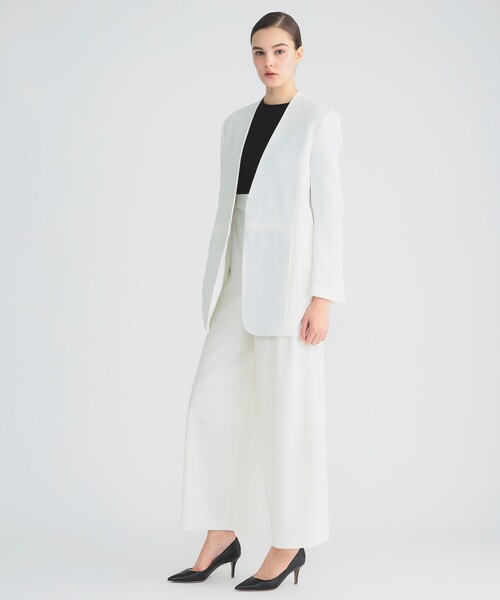 EFFE BEAMS(エッフェビームス)の「クレープ ノーカラージャケット(ノーカラージャケット・レディース・オフホワイト・36/38)」の3枚目の写真