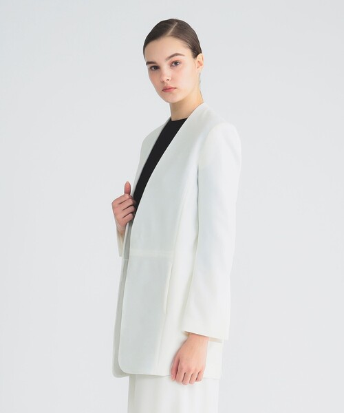 EFFE BEAMS(エッフェビームス)の「クレープ ノーカラージャケット(ノーカラージャケット・レディース・オフホワイト・36/38)」の6枚目の写真