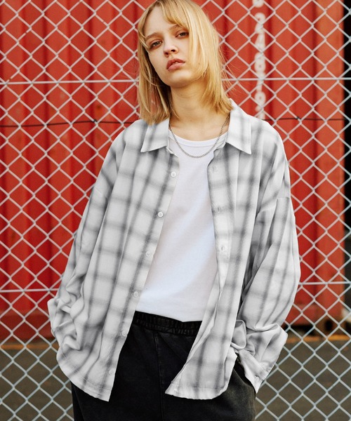 ドローコードオンブレチェックシャツ（シャツ/ブラウス）｜ROCHEM