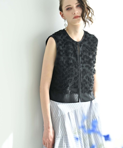 RAW FUDGE（ローファッジ）の「アシメフレアーストライプスカート（スカート・レディース・ライトグレー/オフホワイト/オリーブ・M）」の10枚目の写真