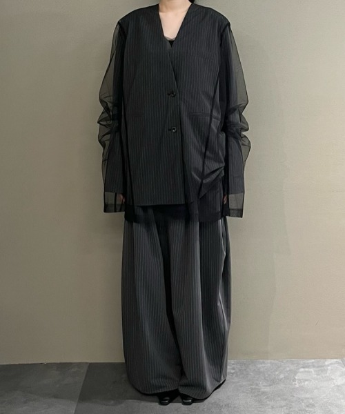 ストライプレイヤードチュールジャケット / stripe layered