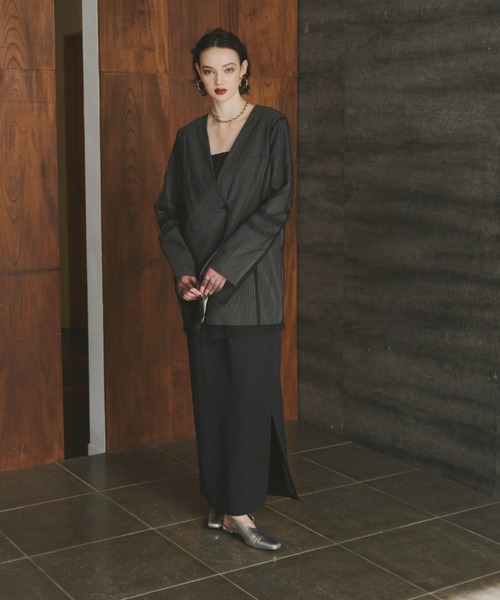 ジャケット・アウター ANDRESD stripe layered tulle jacket stripe layered tulle jacket ストライプレイヤードチュール