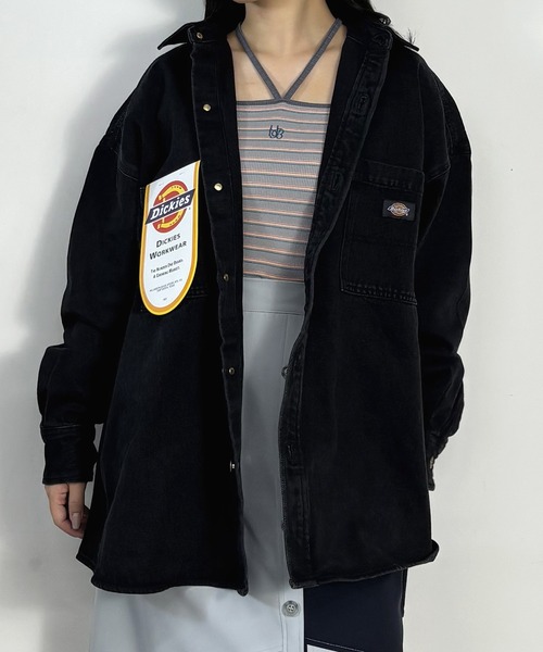Dickies(ディッキーズ)の「【Dickies】デニムワイドシャツジャケット(その他アウター・レディース・オフホワイト/ブラック/ブルー・MEDIUM)」の2枚目の写真