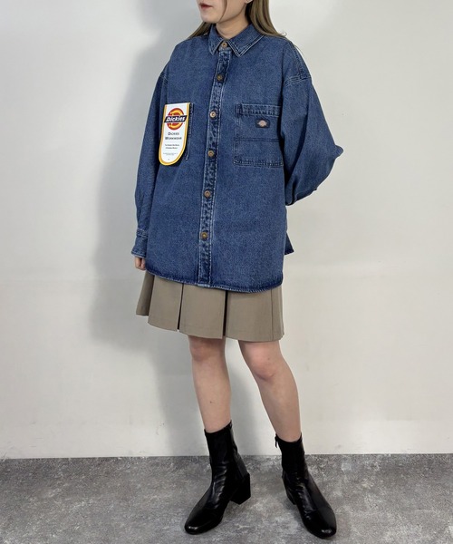 Dickies(ディッキーズ)の「【Dickies】デニムワイドシャツジャケット(その他アウター・レディース・オフホワイト/ブラック/ブルー・MEDIUM)」の21枚目の写真