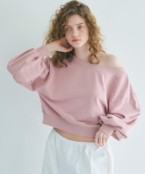 coca（coca）（コカ）の「【WEB限定セール】裏毛 オフショルダースウェット（スウェット・レディース・グレー/ピンク/アイボリー/チャコール・S/M/L）」の7枚目の写真