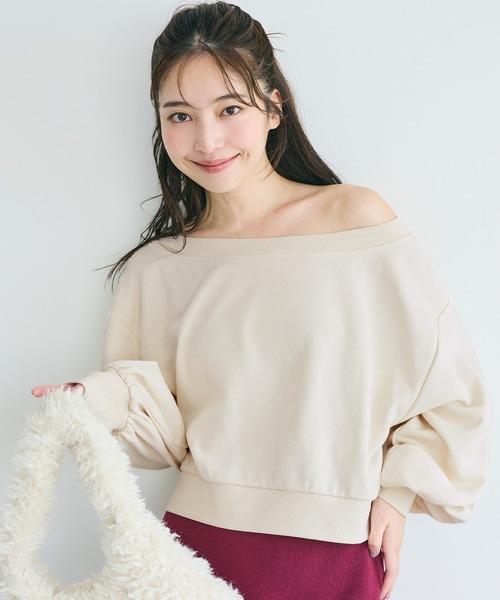 coca（coca）（コカ）の「【WEB限定セール】裏毛 オフショルダースウェット（スウェット・レディース・グレー/ピンク/アイボリー/チャコール・S/M/L）」の15枚目の写真