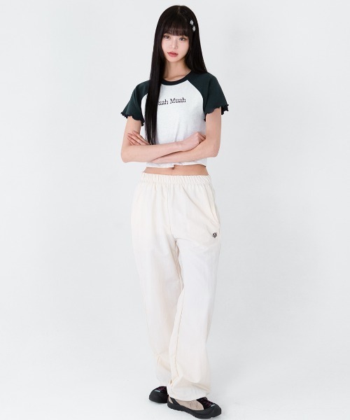 muahmuah(ムーアムーア)の「A'GEM/9 × .kom 『muah muah/ムーアムーア』 STITCH COOLING WIDE BANDING PANTS/ステッチ クーリングワイド バンディングパンツ(その他パンツ・レディース・ブラック/カーキ/ベージュ/ピンク・FREE)」の7枚目の写真