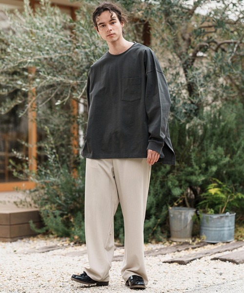 mp13310-Seersucker Wide Straight Pants ワイドストレート
