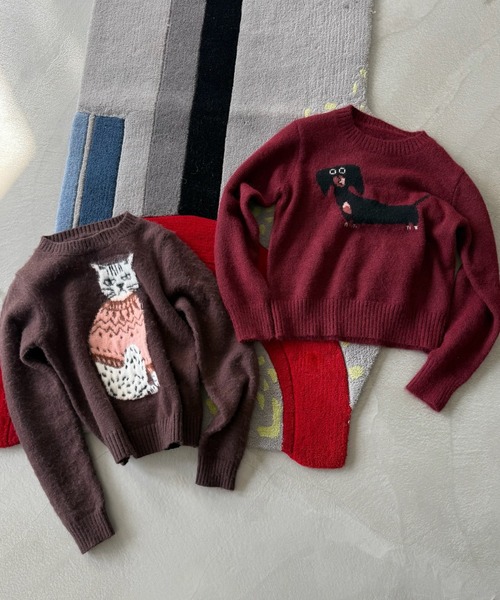 SANSeLF（サンセルフ）の「【SANSeLF】 キャットグラフィックニット sanw25a012（ニット/セーター・レディース・グレー/ブラウン・FREE）」の14枚目の写真