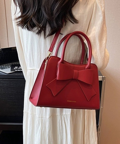 c.u.l（シーユーエル）の「2WAY リボンデザイン フェイクレザーボストンバッグ cula1084（ハンドバッグ・レディース・レッド/ブラック・FREE）」の14枚目の写真
