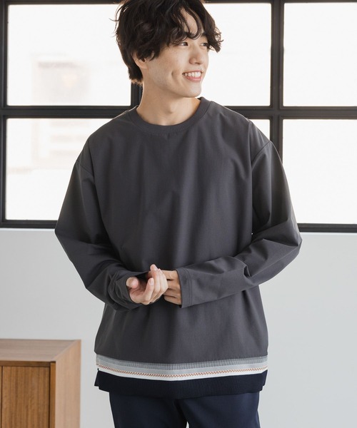 セール】サラサラ快適DRYキリカエT/長袖/147303（Tシャツ/カットソー