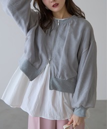 【ZOZO限定】オーガンジーレイヤードWZIPショートカーデ