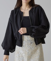 【ZOZO限定】オーガンジーレイヤードWZIPショートカーデ