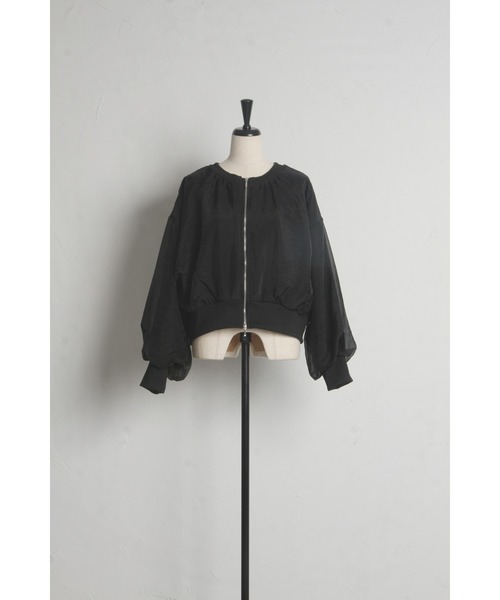ZOZO限定】オーガンジーレイヤードWZIPショートカーデ