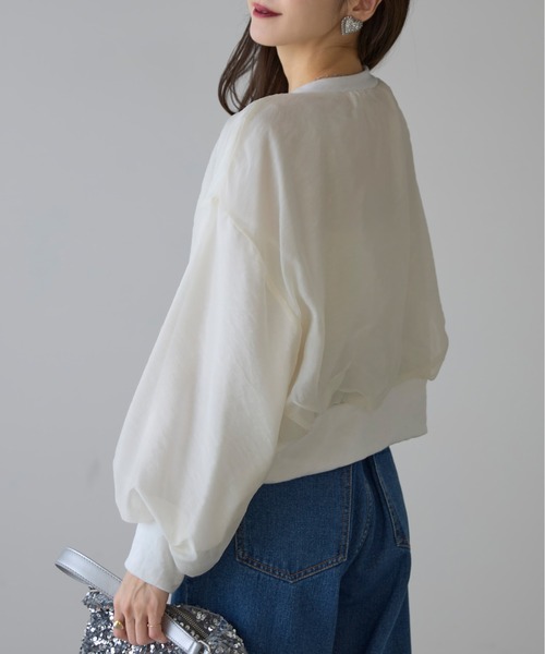 カーディガン 「ZOZO限定」オーガンジーレイヤードWZIPショートカーデ レディース ZOZO限定】オーガンジーレイヤードWZIPショートカーデ