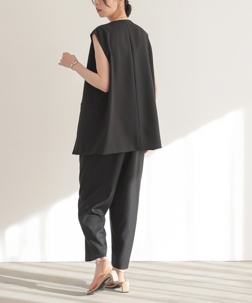 for/c（フォーシー）の「[セットアップ対応]パウダリーツイルジレ【サスティナブル】（ベスト・レディース・ブラック/ベージュ/グレー・L/M）」の21枚目の写真