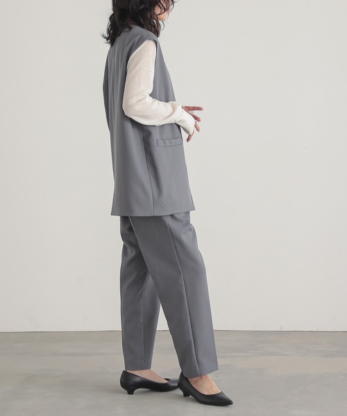 for/c（フォーシー）の「[セットアップ対応]パウダリーツイルジレ【サスティナブル】（ベスト・レディース・ブラック/ベージュ/グレー・L/M）」の15枚目の写真