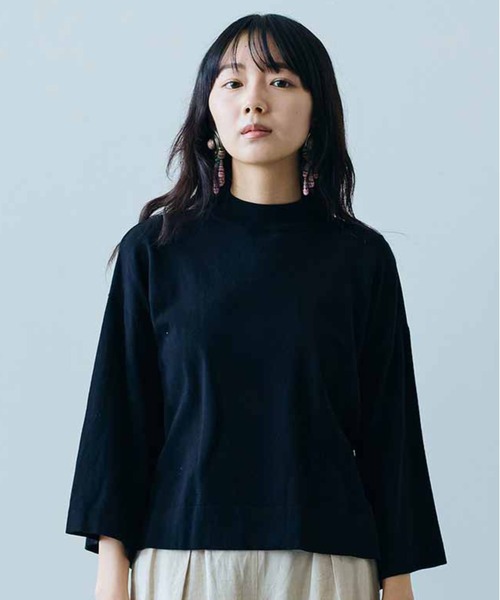 MEDE19F（メデジュウキュウ）の「ＭＥＤＥ１９Ｆ　三子糸のＴニットトップス（ニット/セーター・レディース・ホワイト/ブラック/ブルー・M/L/LL/3L）」の2枚目の写真