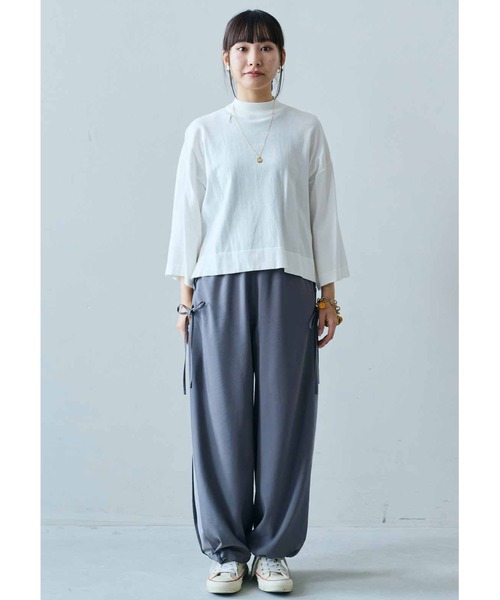 MEDE19F（メデジュウキュウ）の「ＭＥＤＥ１９Ｆ　三子糸のＴニットトップス（ニット/セーター・レディース・ホワイト/ブラック/ブルー・M/L/LL/3L）」の8枚目の写真