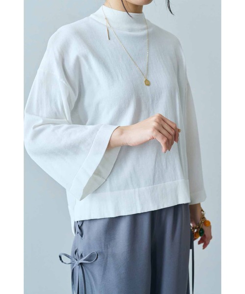 MEDE19F（メデジュウキュウ）の「ＭＥＤＥ１９Ｆ　三子糸のＴニットトップス（ニット/セーター・レディース・ホワイト/ブラック/ブルー・M/L/LL/3L）」の11枚目の写真