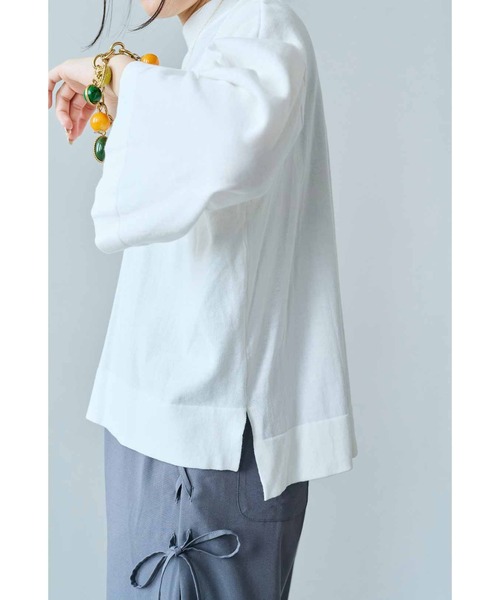 MEDE19F（メデジュウキュウ）の「ＭＥＤＥ１９Ｆ　三子糸のＴニットトップス（ニット/セーター・レディース・ホワイト/ブラック/ブルー・M/L/LL/3L）」の12枚目の写真