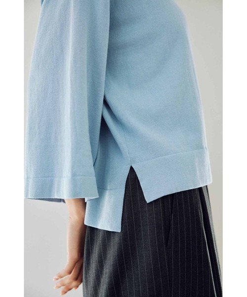 MEDE19F（メデジュウキュウ）の「ＭＥＤＥ１９Ｆ　三子糸のＴニットトップス（ニット/セーター・レディース・ホワイト/ブラック/ブルー・M/L/LL/3L）」の6枚目の写真