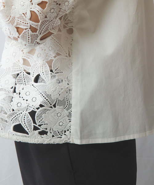 NARACAMICIE（ナラカミーチェ）の「【NARACAMICIE】レースドッキング長袖ブラウス（シャツ/ブラウス・レディース・ホワイト/ブラック・M/L/XL/XXL）」の11枚目の写真