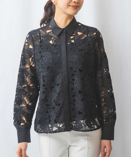 NARACAMICIE（ナラカミーチェ）の「【NARACAMICIE】レースドッキング長袖ブラウス（シャツ/ブラウス・レディース・ホワイト/ブラック・M/L/XL/XXL）」の12枚目の写真