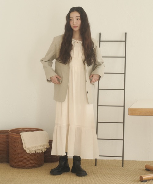 ロングスリーブシャーリングワンピース（ワンピース）｜REMOON
