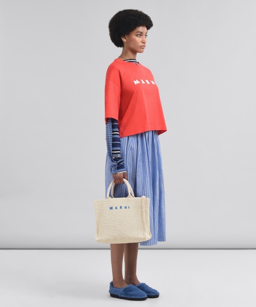 MARNI（マルニ）の「SCRIBBLE LOGO / ロゴミディ丈Tシャツ（Tシャツ/カットソー・レディース・レッド系/オフホワイト/ブラック・38(M)/36(S)/36S）」の10枚目の写真