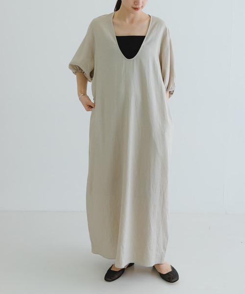 セール】リネンレーヨンUネックワンピース（ワンピース）｜URBAN