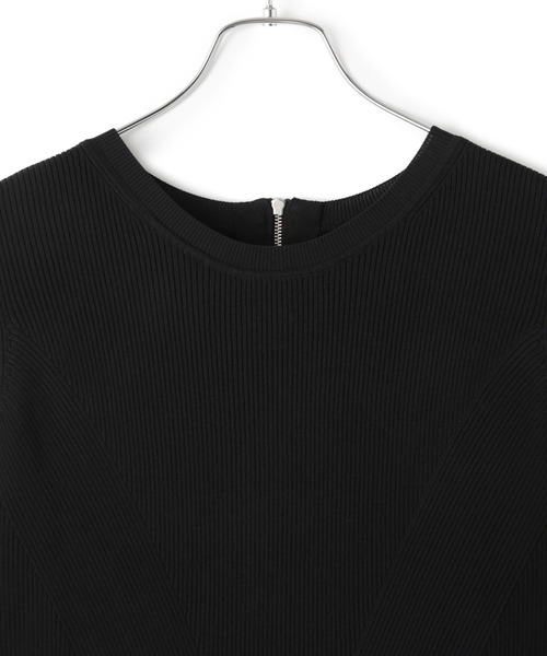 ADAM ET ROPE'（アダムエロペ）の「ペプラムコンビハーフスリーブニット（ニット/セーター・レディース・カーキ/ブラック/ホワイト・FREE）」の19枚目の写真