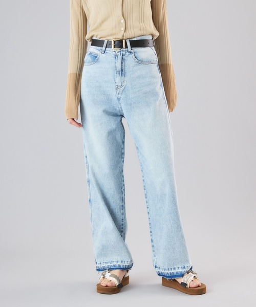 Muscat（マスカット）の「ワイドストレートデニムパンツ（デニムパンツ・レディース・ブルー/サックスブルー/ブラック・S/M）」の2枚目の写真